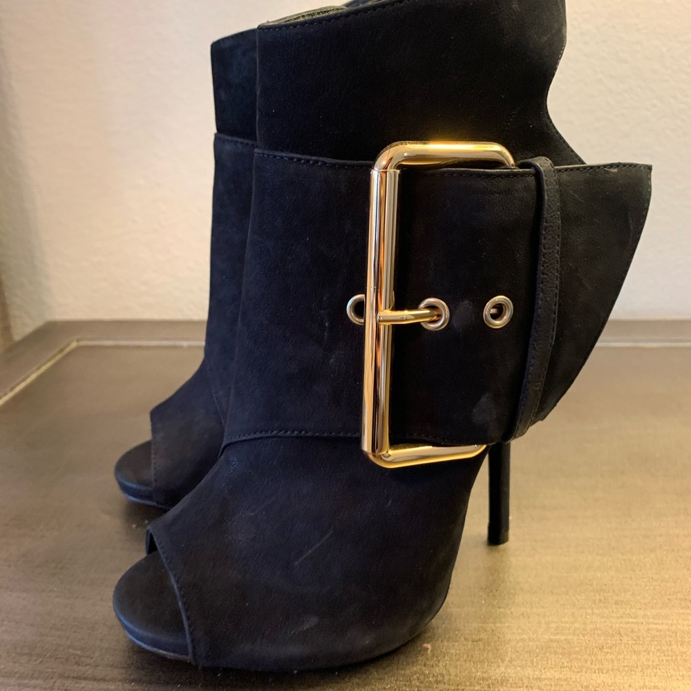 Giuseppe Zanotti Suede Heel w/ Gold Buckle